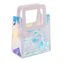 Iridescent Bag Reusable Gift Bags With Handles Gift Wrap Bags PVC With Handle For Birthday Christmas Travel Wedding Shopping.