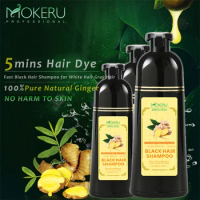 2Pcs Black Dyed Shampoo Black Hair Dye Ginseng Ginger Ganoderma Lucidum Black Hair Dye Shampoo Adult Available
