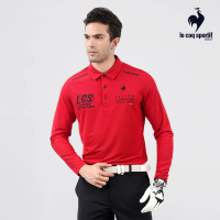 【LE COQ SPORTIF 公雞】高爾夫系列 男款紅色經典LOGO刺繡POLO長袖棉衫 QGS2T108