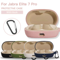 Bluetooth Earphone Silicone Soft Cover For Jabra Elite 7 Pro 7Pro Case Shockproof Protective Sleeve With Hook Anti Fall Shell