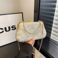 Vedlyn Vedlyn Clarisse Tas Pesta Wanita Clutch Brokat Stylish – Silver