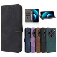 For Vivo X100 Pro Case Wallet Anti-theft Brush Magnetic Flip Leather Case For Vivo X100 Pro V2324A Phone Case 6.78"