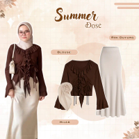 Rekomendasi Outfit Kondangan || Ootd Kekinian - Eleanor Ruffle + Rok Duyung Scuba Ivory + Hijab Bell