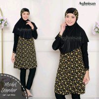 Baju Renang Muslim Muslimah Dewasa Aghnisan Model Standar Setelan Baju Renang set Hijab