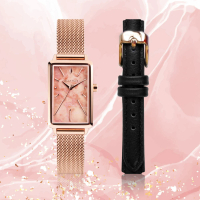 【Relax Time】璀璨雋永系列 玫瑰石紋米蘭帶手錶 加贈真皮錶帶 畢業禮物(RT-99-2)