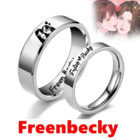 Freenbecky The Female Leader Of Thai Gap Series Signed The Same Ring With Titanium Steel Carving Lovers Ring Necklace