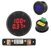 1A 10A 50A 100A LED Digital Display Circular Voltmeter DC5-100V Car Voltage Current Meter Volt Detector Tester Monitor Panel