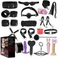 SM Prop Bed Couple Binding Set Handcuffs and Nipples Adult Sexual Toys Sex Games Nipple Clamp Lingerie Sex Mask Whip SM Bondage
