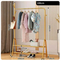 晾衣架【100cm樹杈-榮耀金-雙層置物網】