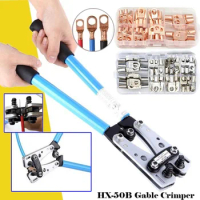HX-50B 1/60/100Pcs Portable Cable Crimping Tool Professional Terminals Crimper Plier Handle Cutter Tools