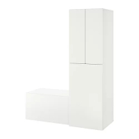 SMÅSTAD 附外拉式底座衣櫃, 白色 白色/附儲物空間的長凳, 150x57x196 公分