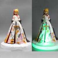 25cm Fate/stay Night Figurine FATE Altria Pendragon Archer Figure Crane Dress Saber Figure LED Statue Anime PVC Collection Toys