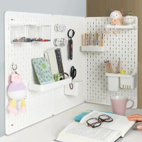 Pegboard ครัวเรือนไม่เจาะรูชั้นวางติดผนังแขวนคงที่เพิ่มฟังก์ชั่นการจัดเก็บพร้อมบอร์ดเจาะรู