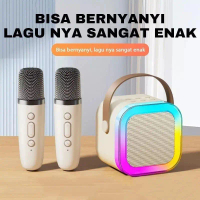 SPEAKER K12 MINI KARAOKE BLUETOOTH SET WIRELESS RGB BESAR SUPER BAS MIC