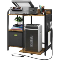 31 Inch Office Printer Stand with Storage Furniture Table and Paper Shredder Rack Fabric Cube USB Char