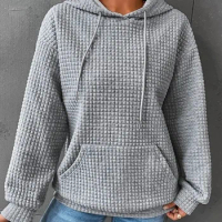 Tesco Solid Spring Autumn Hooded For Women Long Sleeve Round Neck Women's Sweatshirts Casual Pullovers With Pocket Female Tops