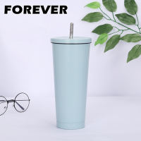 買一送一 - 日本FOREVER 不鏽鋼陶瓷塗層易潔飲料杯/隨行杯710ML-淺藍
