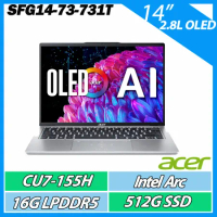 ACER SFG14-73-731T 14吋AI筆電( CU7 155H/16G/512G SSD 可擴充/OLED)