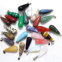 Wholesale Natural Stone Quartz Crystal tiger eye Opalite Mix Stone Charms Water drops Pendants For Jewelry Making necklace 12PC