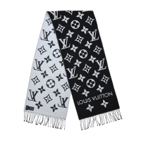 Louis Vuitton Essential Monogram圖案羊毛圍巾(黑色)M77853