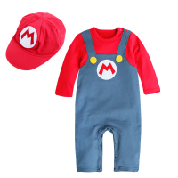 【Baby 童衣】任選 寶寶造型服 假兩件吊帶連身衣附帽子 12019(深紅)