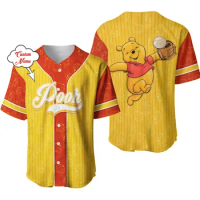New Disney Winnie The Pooh Yellow Black Disney Custom Baseball shirt Disney 3D T-shirt