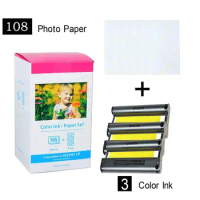 6 Inch Cartridge CP1300 Compatible For Canon Selphy Printer CP1200 CP910 CP900 3 Ink Cartrdige+108 Sheet Photo Paper KP-108IN