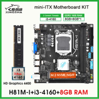 Desktop H81 Mini ITX LGA1150 Motherboard With Intel i3 4160 CPU 3.6 GHZ and DDR3 8GB PC RAM SATA 3.0 VGA M.2 Nvme placa mae Kit