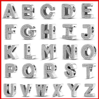 A-Z Letters Charms 925 Sterling Silver 26 Alphabet Charm For Original Bracelet Bangle Jewelry Making Beads Accessories Wholesale