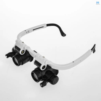 Loupe, magnifying head with adjustable LED light, for repairing wristwatches (8X 15X 23X)