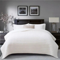 Velvet Quilt Set King Size, Lightweight Comforter Set, Oversized Bedspread Quilted Set, with 2 Matching Pillow Shams,Cream White