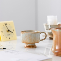 志野燒柴燒粗陶咖啡杯水杯手捏陶瓷新中式陶瓷杯茶咖杯下午茶杯