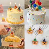 4入生日帽 熊熊蠟燭 生日蠟燭 生日佈置 蠟燭 周歲 生日 蛋糕裝飾