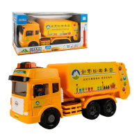 【888ezgo】ST台灣配音大型黃色環保垃圾車（台灣垃圾車音樂）（車門開附人偶）（品質佳超會跑）