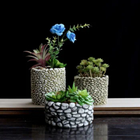 Silicone molds for cement stone multi-meat flower pots planter mould desktop pots concrete molds cement home crafts decoration