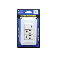 【朝日電工】 P-TL-1S2H 雅白大型夜光單開雙附接地插座組