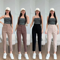 กางเกงขายาวผู้หญิง8ส่วนเอวป้ายธนู Lady Clothing เสื้อผ้า Women Pants เบจ Cargo
