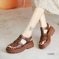 MND SANDAL RETRO ROMAN SANDAL SANTAI WANITA HJ656 40 black