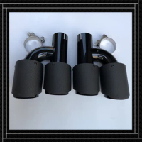 One Pair H Model Dual Exhaust Muffler Tip Carbon Fiber Stainless Steel For Akrapovic Exhaust Pipe Matte Black Car Styling