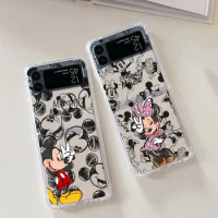 Disney Mickey Minnie Mouse Clear Phone Case for Samsung Galaxy Z Flip 3 5G Z Flip 4 Z Flip5 ZFlip3 zflip Soft Air Cover