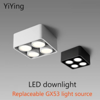 YiYing Led Downlight Surface Mounted Spotlights GX53 Bulb 4 Heads SMD Down Light 4x7W White Black Ceiling Lamp For Home Kitchen
