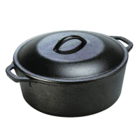 Newest Cast Iron Flat Bottom Stew Pot Chili Handle Pot Cover Soup Pot Baked Sweet Potato Dried Potato Iron Pot 26CM Stew Pot