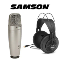Original SAMSON C01U Pro ( Samson SR850 headphone) USB condenser microphone for studio recording music,sound foley,videos