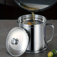 Stainless Steel Bacon Grease Container with Filter, Oil Filter Can, Grease Storage Can, Grease Can K