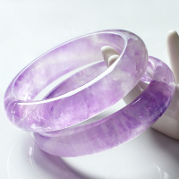 親寶水晶天然烏拉圭冰透薰衣草紫水晶手鐲女款 紫黃晶鐲子首飾品