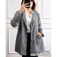Blazer Wanita Linen Houndstooth Oversize – Blazer Kerja Elegan & Casual