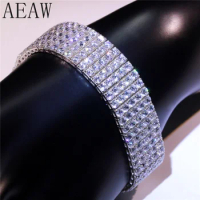 AEAW 14K 585 White Gold 31.5 CTW F Color 266pcs 3mm Moissanite Bangle Bracelets Lab Diamond Bangle for Women Fine Jewelry