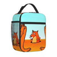 View Of A Prairie Dog Insulated Lunch Bags Thermal Bag Cooler Thermal Lunch Box Lunch Tote Bag for Woman Children Work