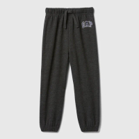 【GAP】男幼童裝 Logo刺繡束口抽繩鬆緊運動褲-黑灰色(725223)