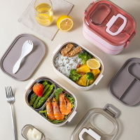 便當盒 簡約日式學生塑料餐盒多層提手不銹鋼飯盒上班族分層午餐便當盒-快速出貨